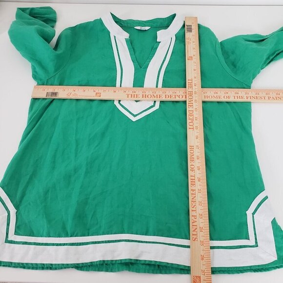 Crown & Ivy Linen Tunic Green Preppy Lightweight Womens Size Large - Picture 8 of 10